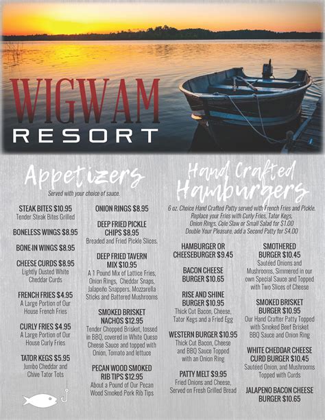 wigwam resort bar menu